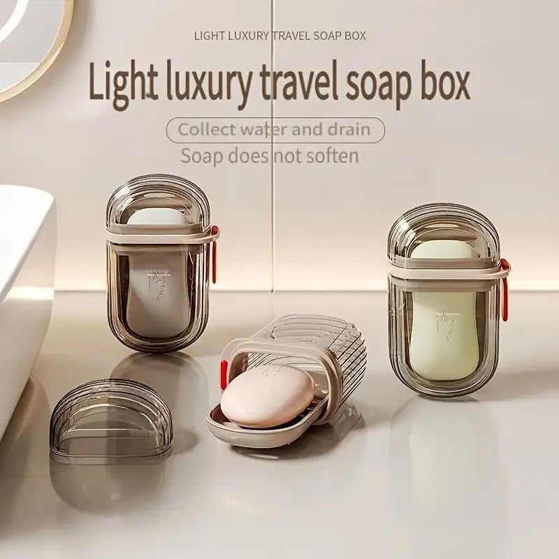 1pc Portable Soap Box with Lid, Sealed Drainage Design PET Material, ldeal for Travel & Outdoor Leisure -Mini Storage Soap Holder for Camping, Hiking, Outdoor Personal Care Hygiene