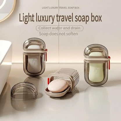 1pc Portable Soap Box with Lid, Sealed Drainage Design PET Material, ldeal for Travel & Outdoor Leisure -Mini Storage Soap Holder for Camping, Hiking, Outdoor Personal Care Hygiene