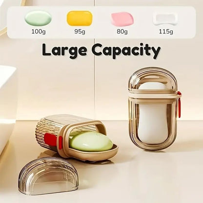 1pc Portable Soap Box with Lid, Sealed Drainage Design PET Material, ldeal for Travel & Outdoor Leisure -Mini Storage Soap Holder for Camping, Hiking, Outdoor Personal Care Hygiene
