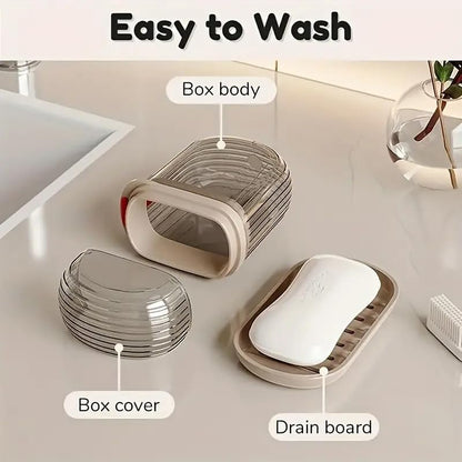 1pc Portable Soap Box with Lid, Sealed Drainage Design PET Material, ldeal for Travel & Outdoor Leisure -Mini Storage Soap Holder for Camping, Hiking, Outdoor Personal Care Hygiene