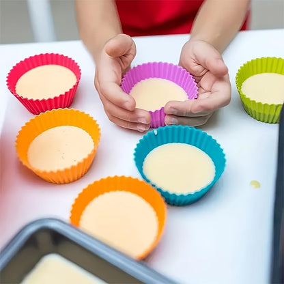 12Pcs Silicone Baking Cup,Non-Stick Cupcake Liners,Reusable Cupcake Molds