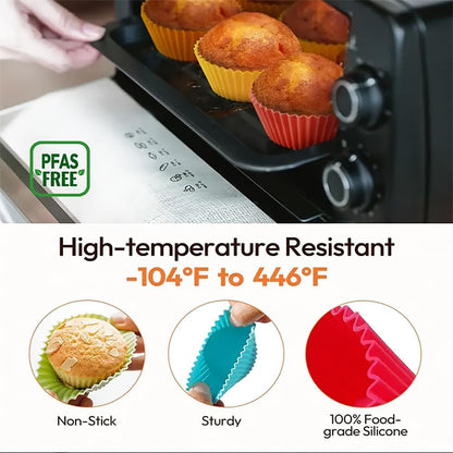 12Pcs Silicone Baking Cup,Non-Stick Cupcake Liners,Reusable Cupcake Molds