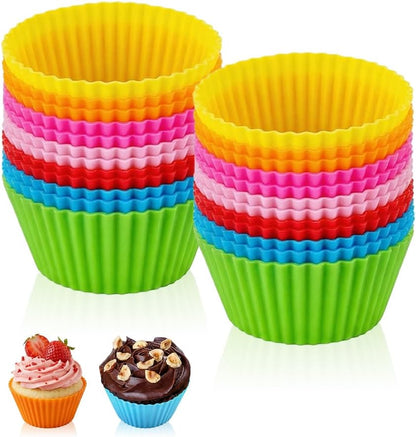12Pcs Silicone Baking Cup,Non-Stick Cupcake Liners,Reusable Cupcake Molds