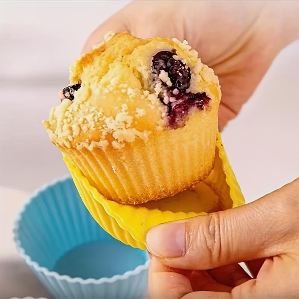 12Pcs Silicone Baking Cup,Non-Stick Cupcake Liners,Reusable Cupcake Molds