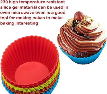 12Pcs Silicone Baking Cup,Non-Stick Cupcake Liners,Reusable Cupcake Molds